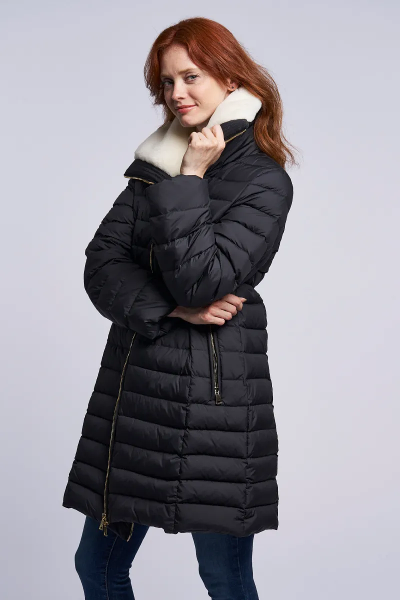 4281 Down coat shearling collar Two color ways  Holiday Special $390.00