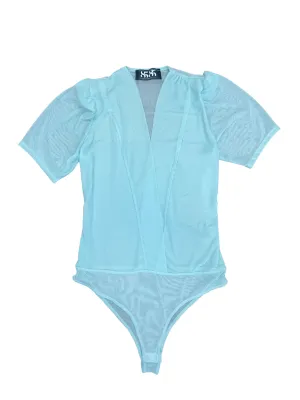 8586: SHORT SLEEVE MESH V-NECK BODYSUIT