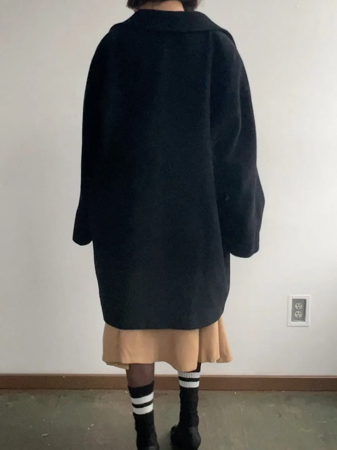 90s Black Missoni Fluffy Peacoat (L)