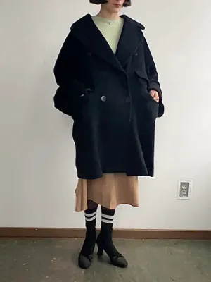 90s Black Missoni Fluffy Peacoat (L)