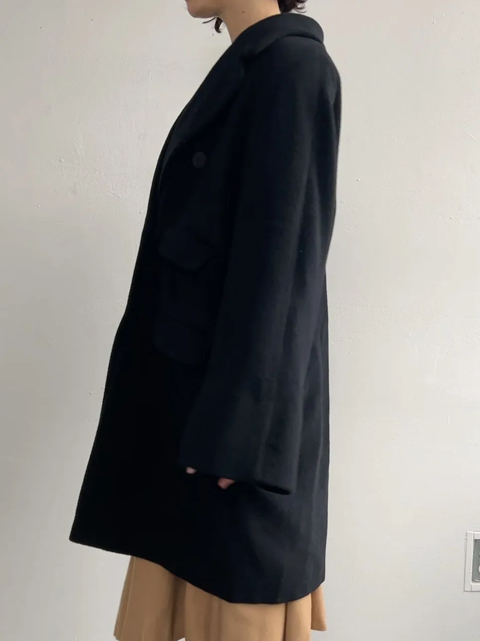 90s Black Missoni Fluffy Peacoat (L)