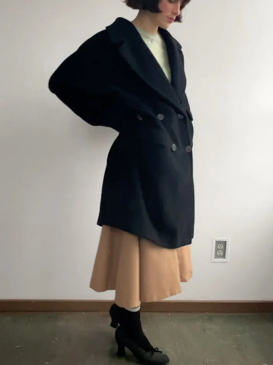 90s Black Missoni Fluffy Peacoat (L)