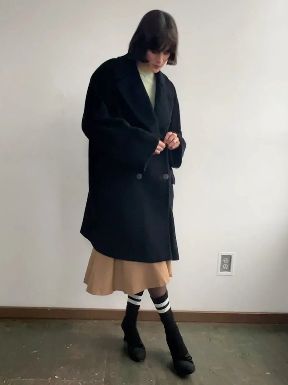 90s Black Missoni Fluffy Peacoat (L)