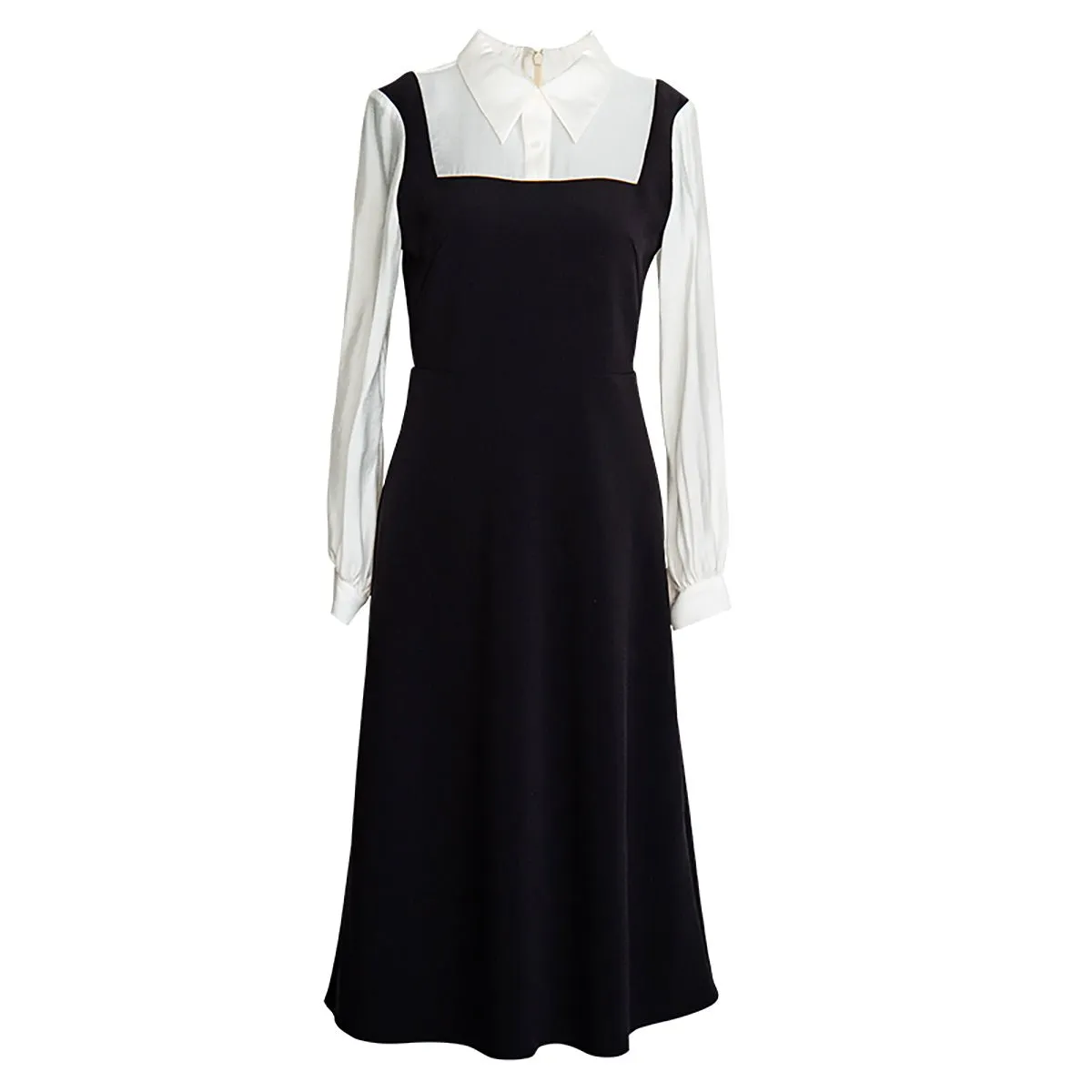 A-line Black Dress with Square Neck