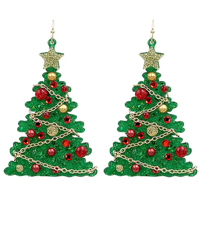 Acrylic Christmas Tree Earrings