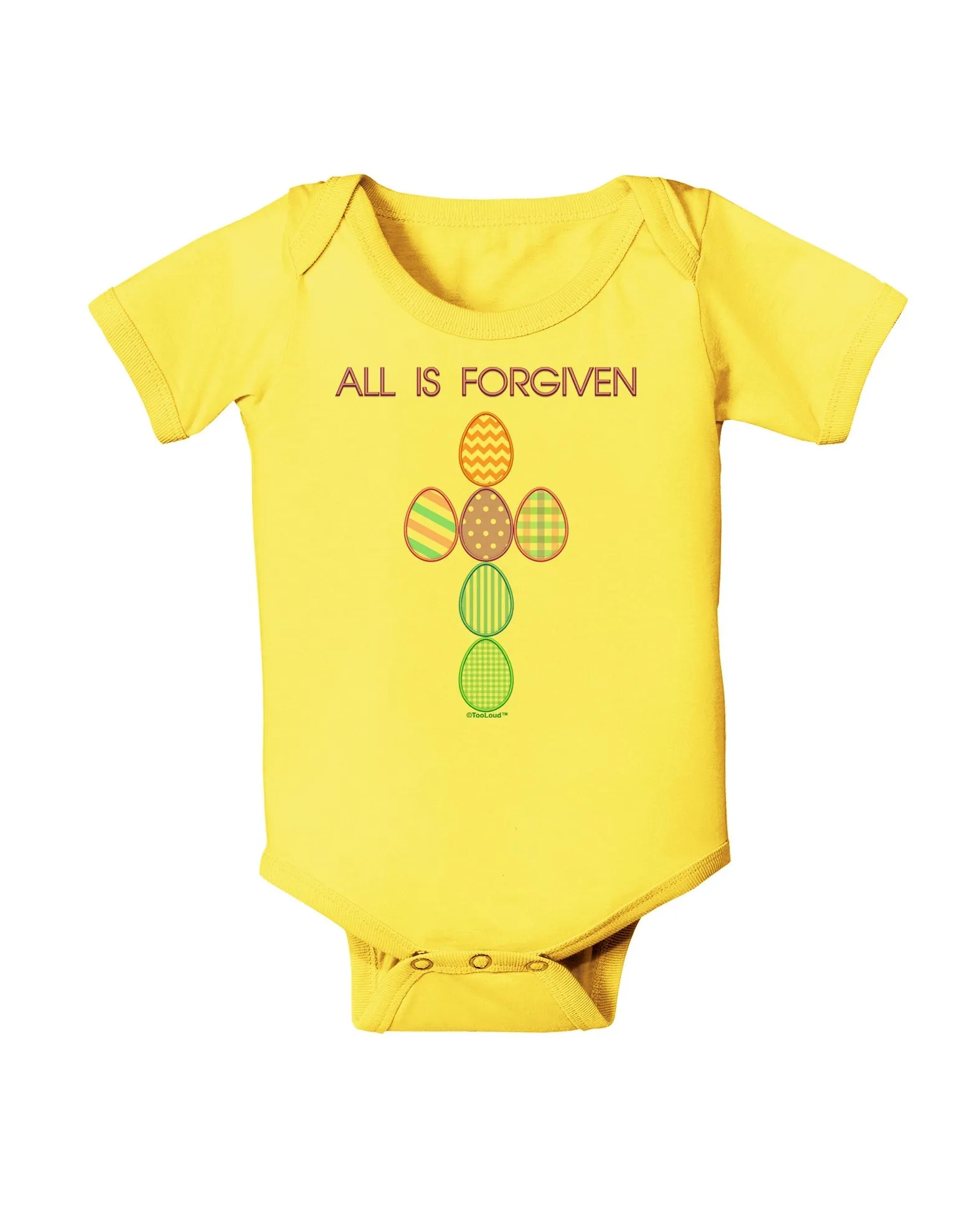 All is forgiven Cross Faux Applique Baby Romper Bodysuit