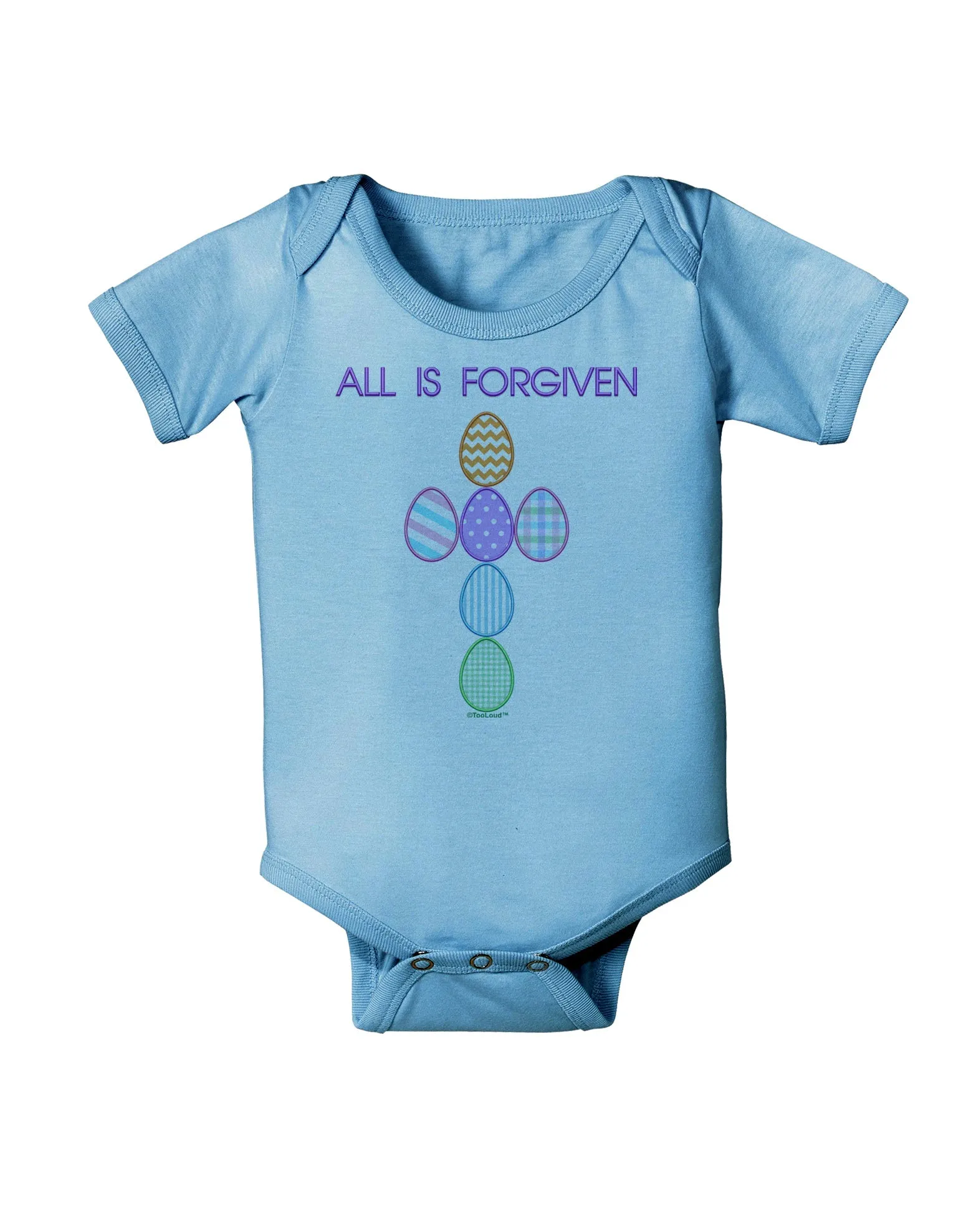 All is forgiven Cross Faux Applique Baby Romper Bodysuit