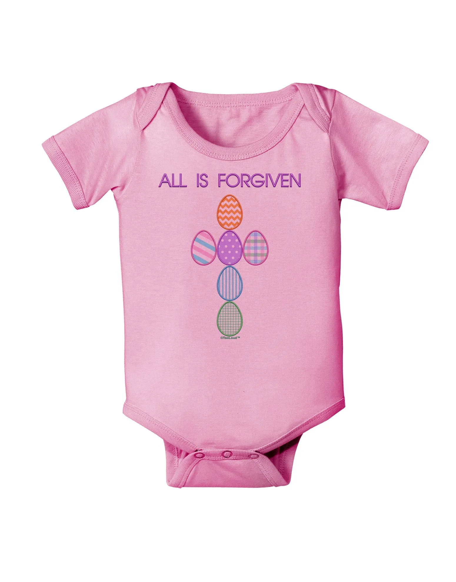 All is forgiven Cross Faux Applique Baby Romper Bodysuit