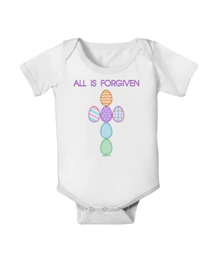 All is forgiven Cross Faux Applique Baby Romper Bodysuit
