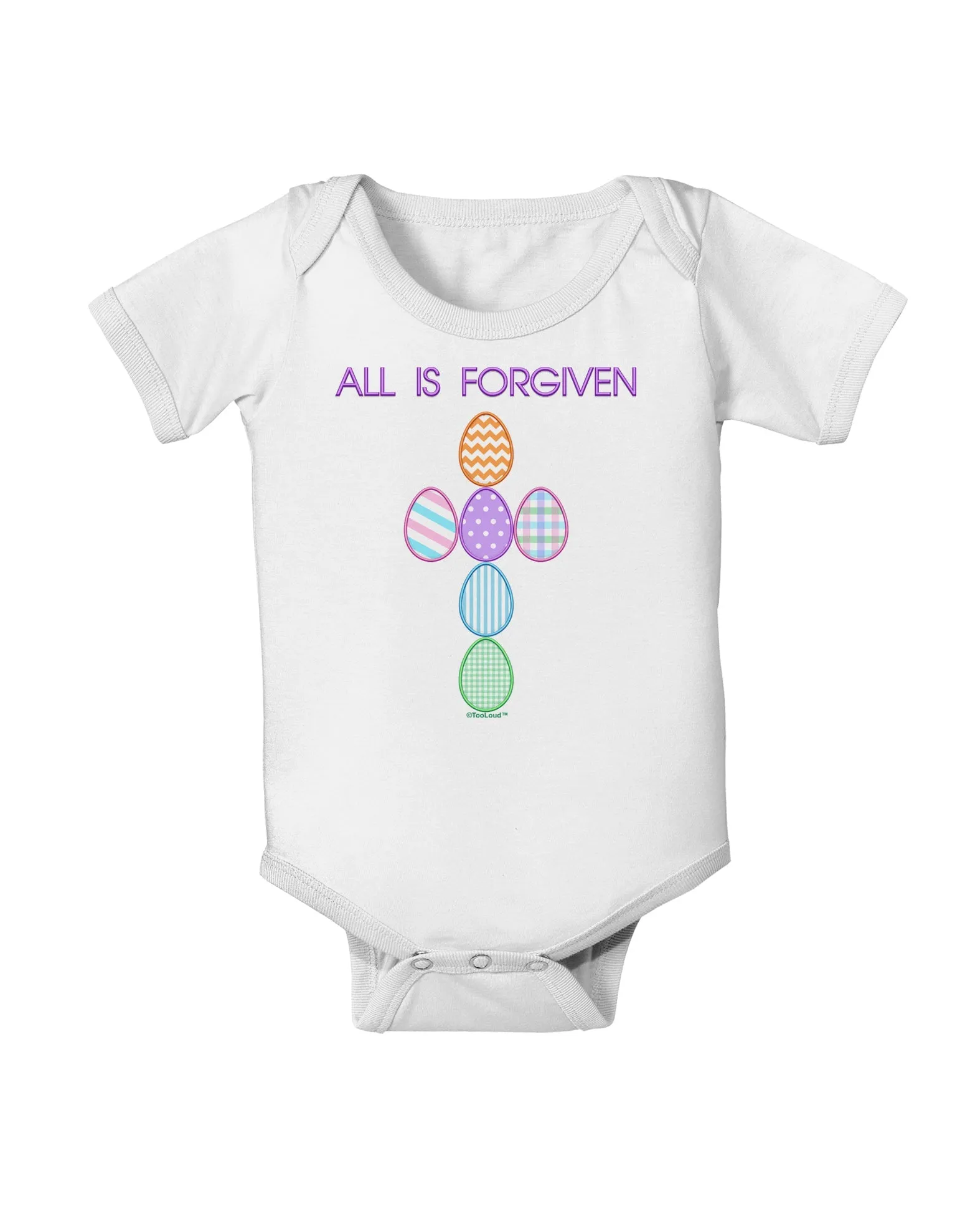 All is forgiven Cross Faux Applique Baby Romper Bodysuit