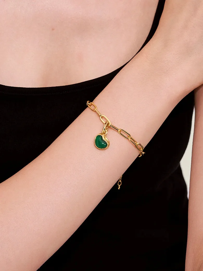 Aphrodite Heart Green Onyx Pendant Charm