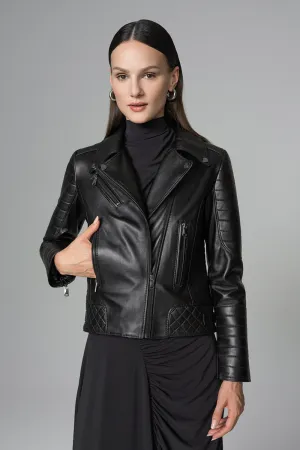 Black Biker Lamb Leather Jacket