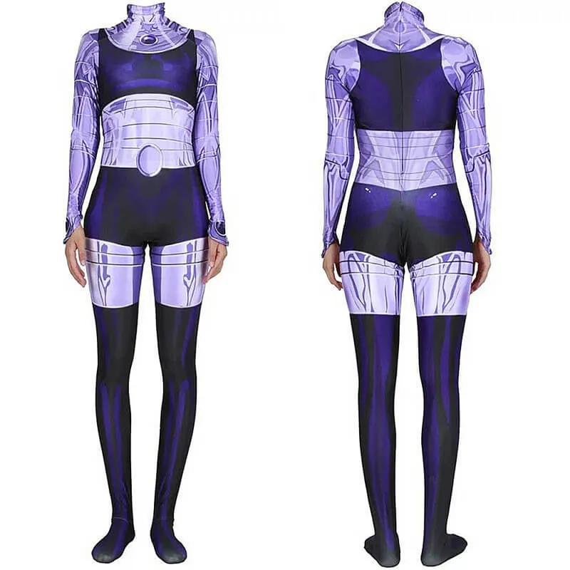 Blackfire Costumes Superhero Starfire Bodysuit Jumpsuit Zentai Lycra Cosplay Outfit