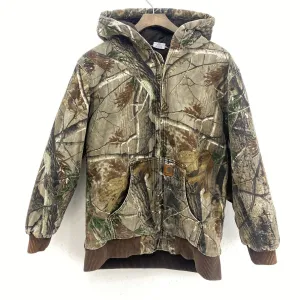 Carhartt Real tree Full Zip Green Canvas Hooded Jacket Size L Kids