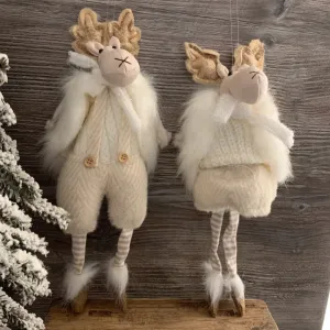 Christmas Boy and Girl Moose in Furry Jacket