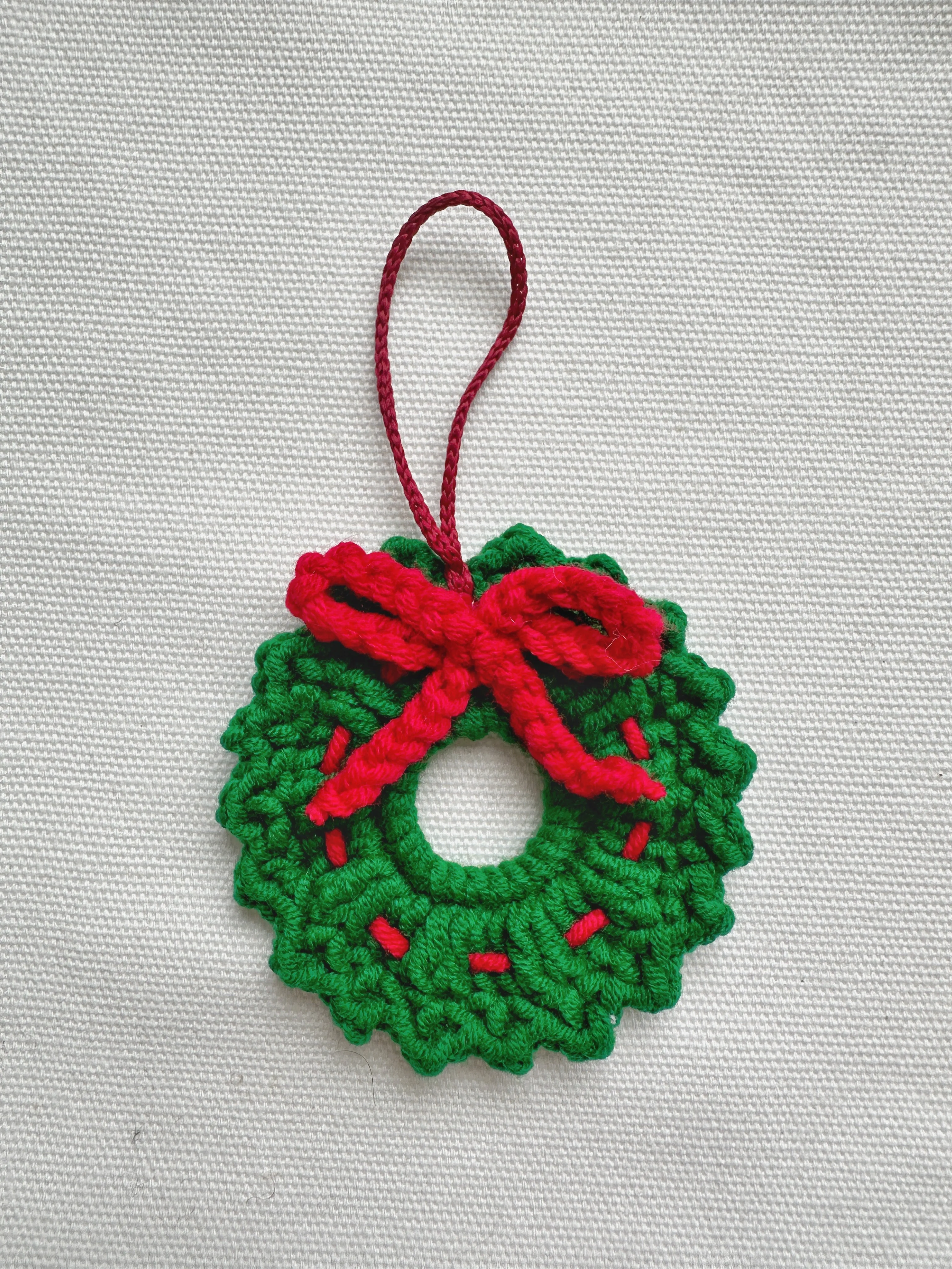 Christmas Crochet Embroidered Ornaments, Festive Keychain