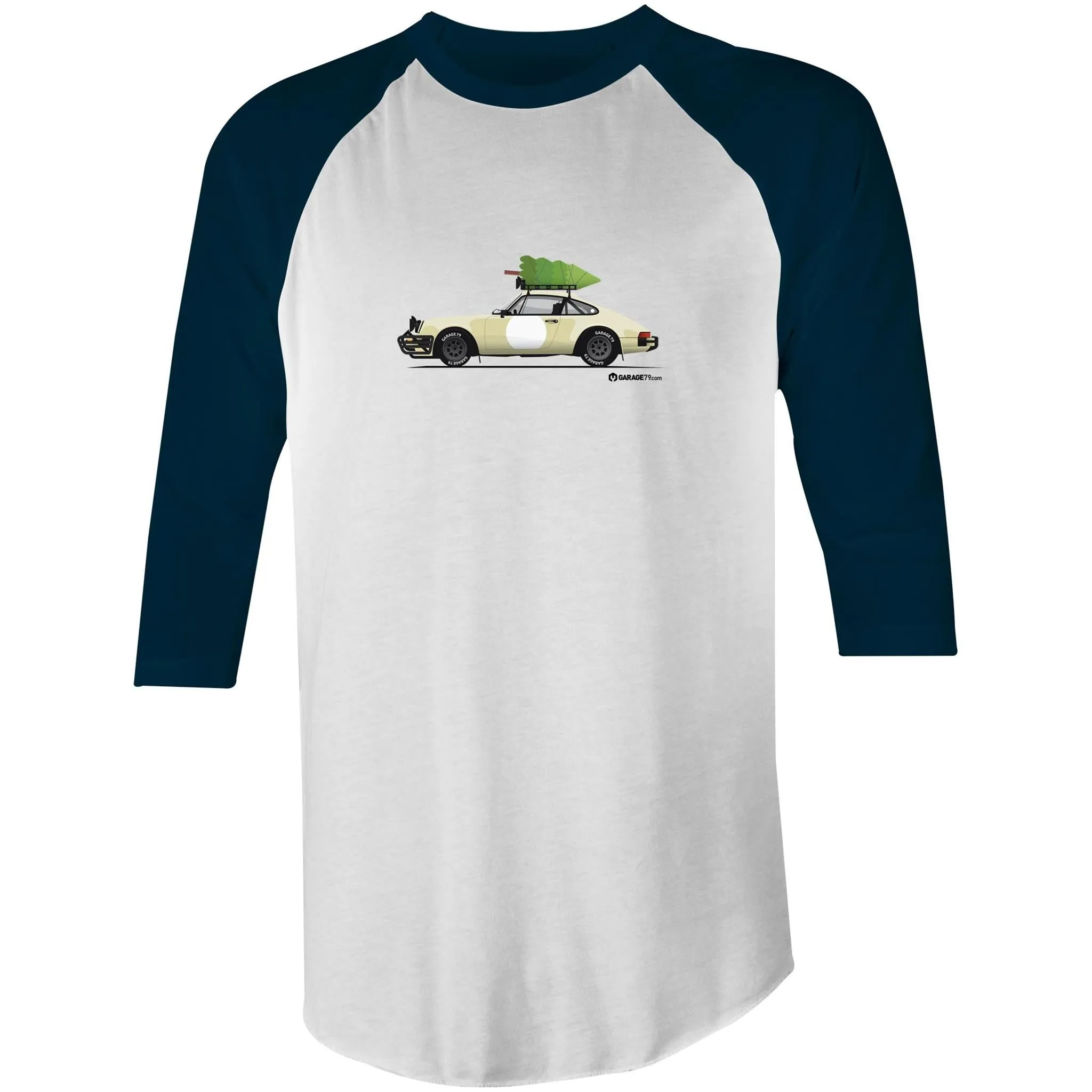 Christmas Porsche 911 Safari Tree 3/4 Sleeve T-Shirt