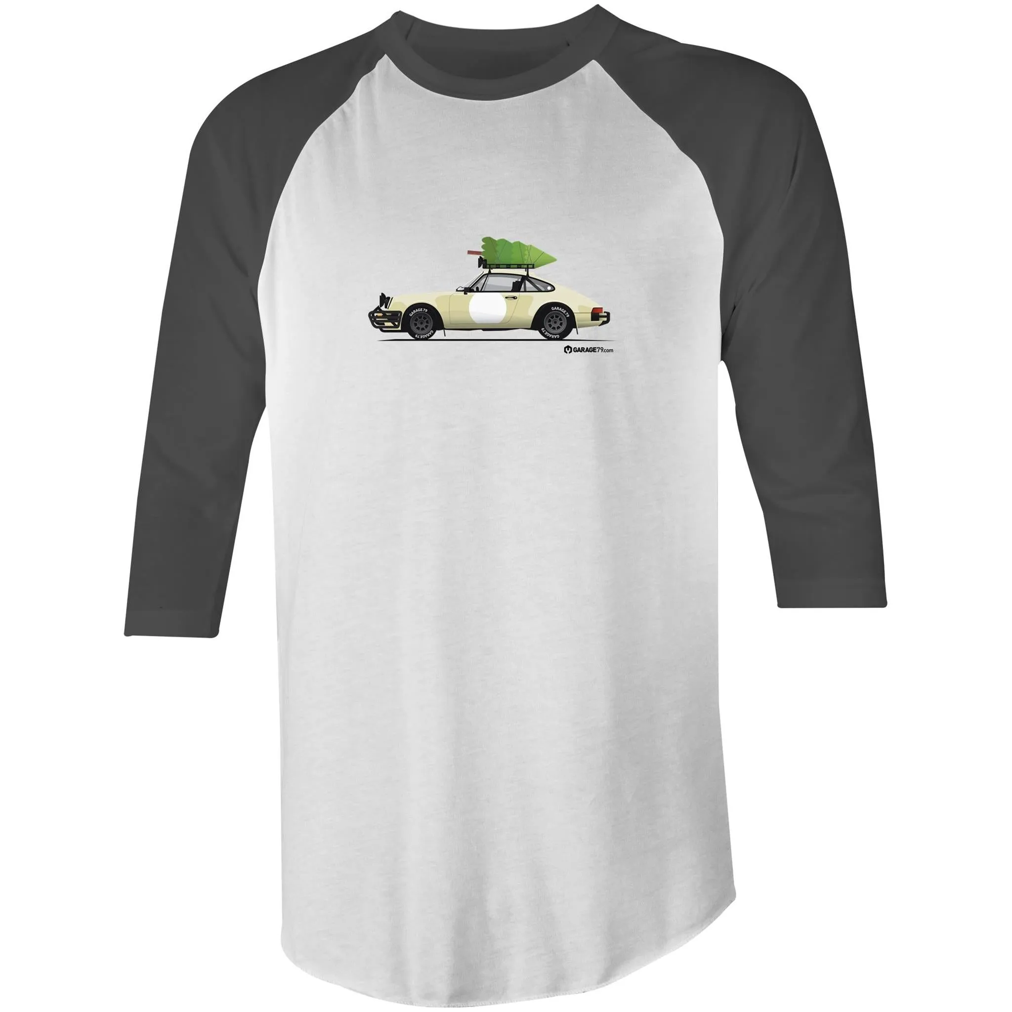 Christmas Porsche 911 Safari Tree 3/4 Sleeve T-Shirt
