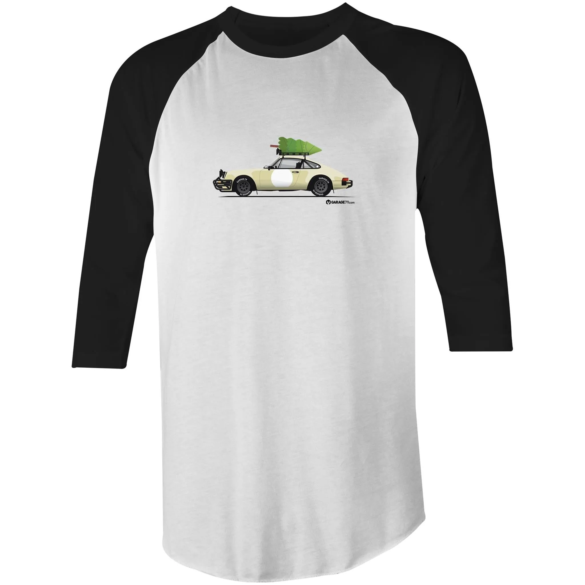 Christmas Porsche 911 Safari Tree 3/4 Sleeve T-Shirt