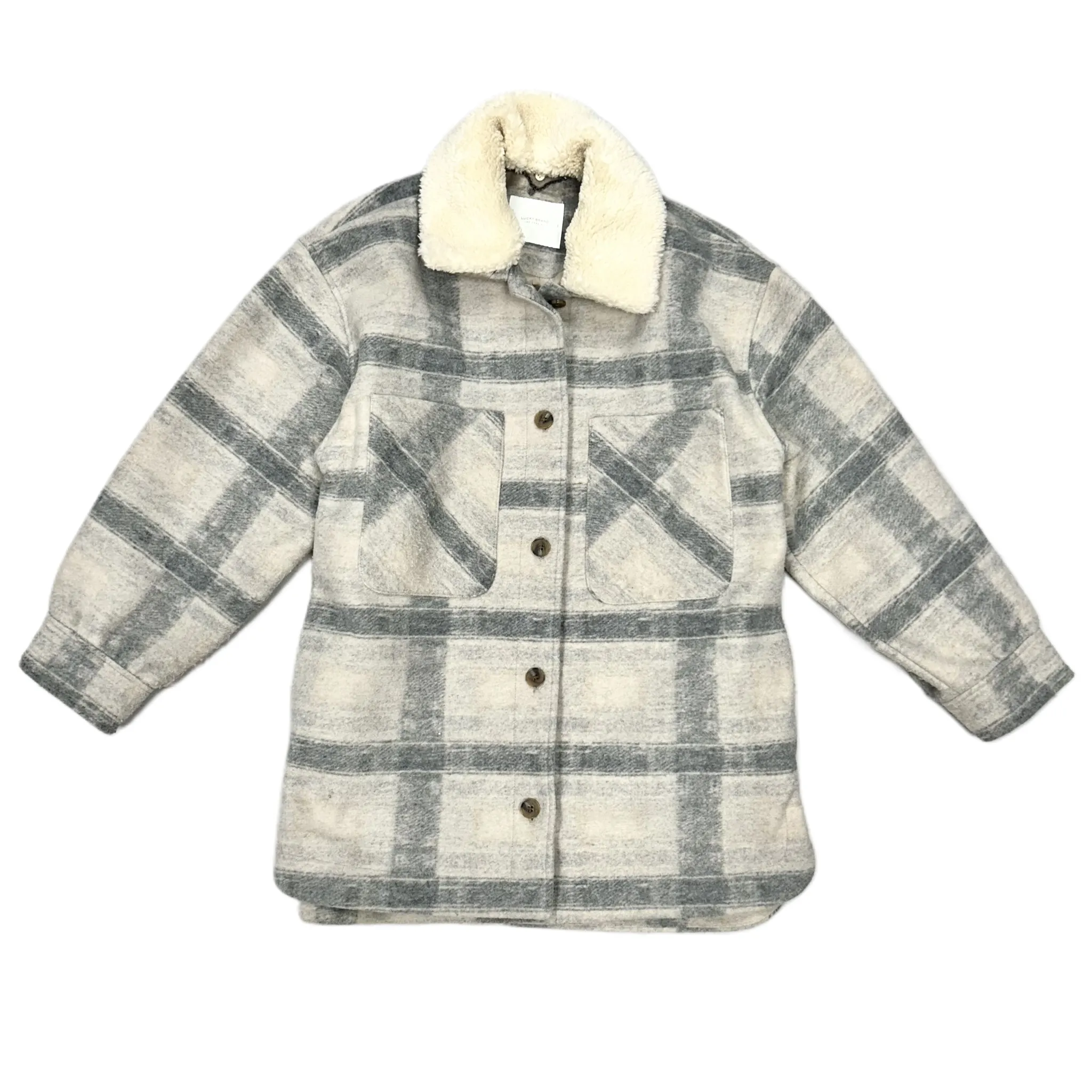 Coat Peacoat By Lucky Brand In Cream & Grey, Size: S