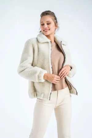 Cream Lamb Sheepskin Merino Fur Jacket