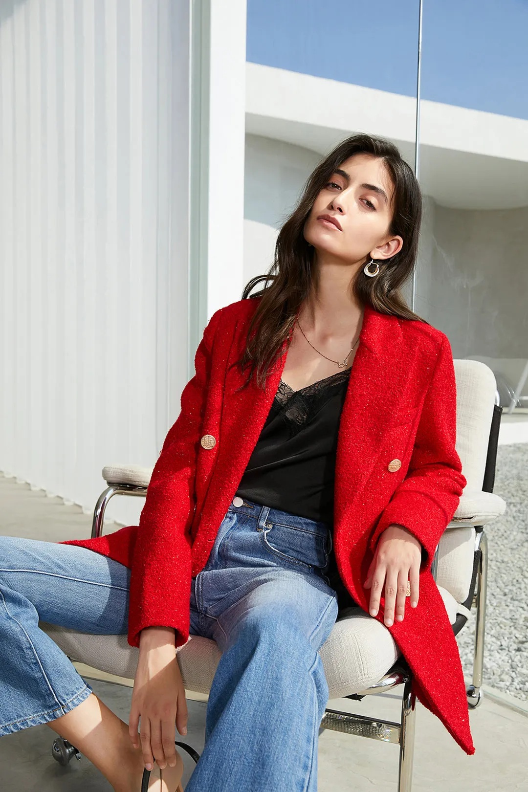 Double breasted blazer | Christmas red suit jacket | Banquet suit jacket