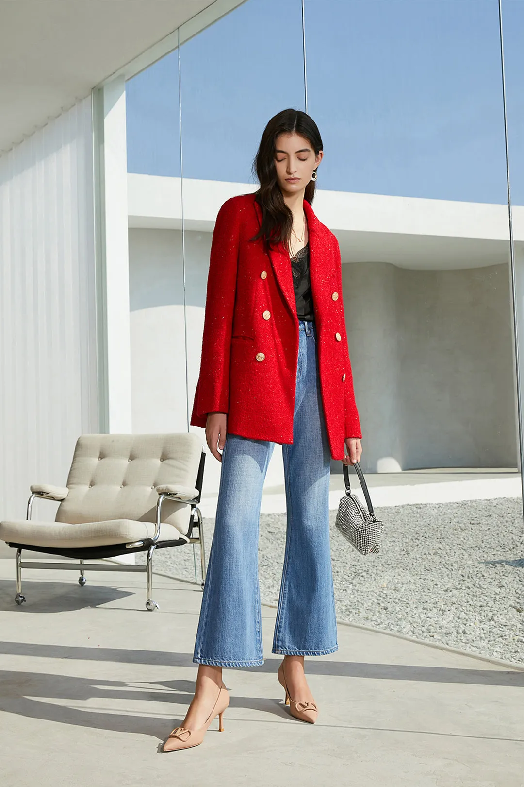 Double breasted blazer | Christmas red suit jacket | Banquet suit jacket