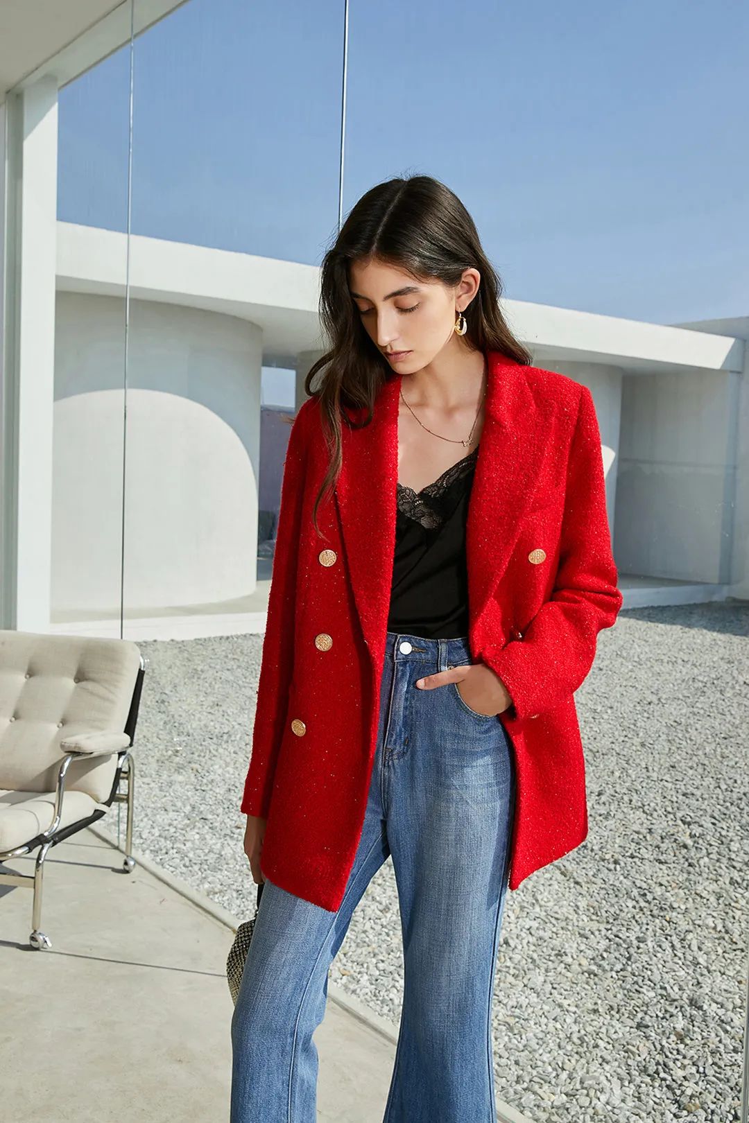 Double breasted blazer | Christmas red suit jacket | Banquet suit jacket
