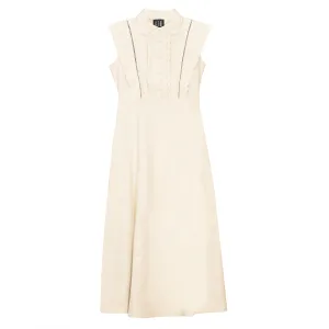 dress vintage shirt style scalloped edge - ivory