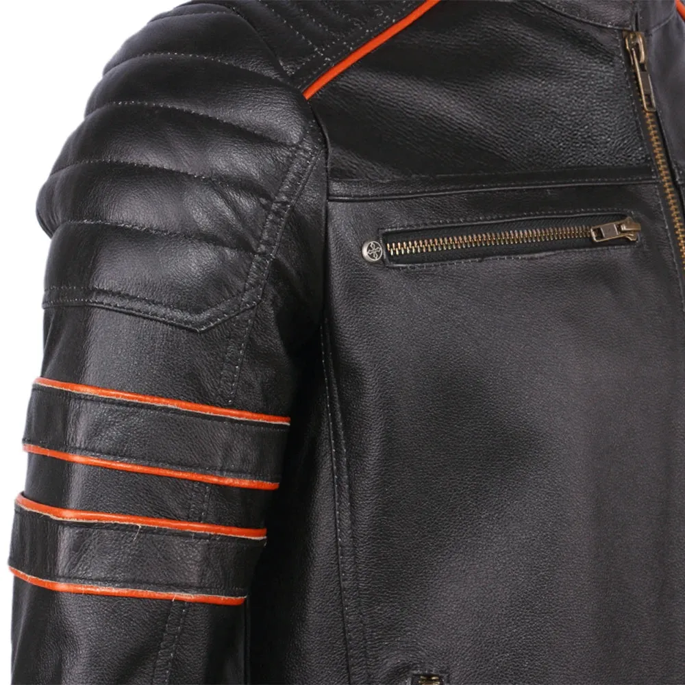 Embroidery Skull Leather Motorcycle Jacket