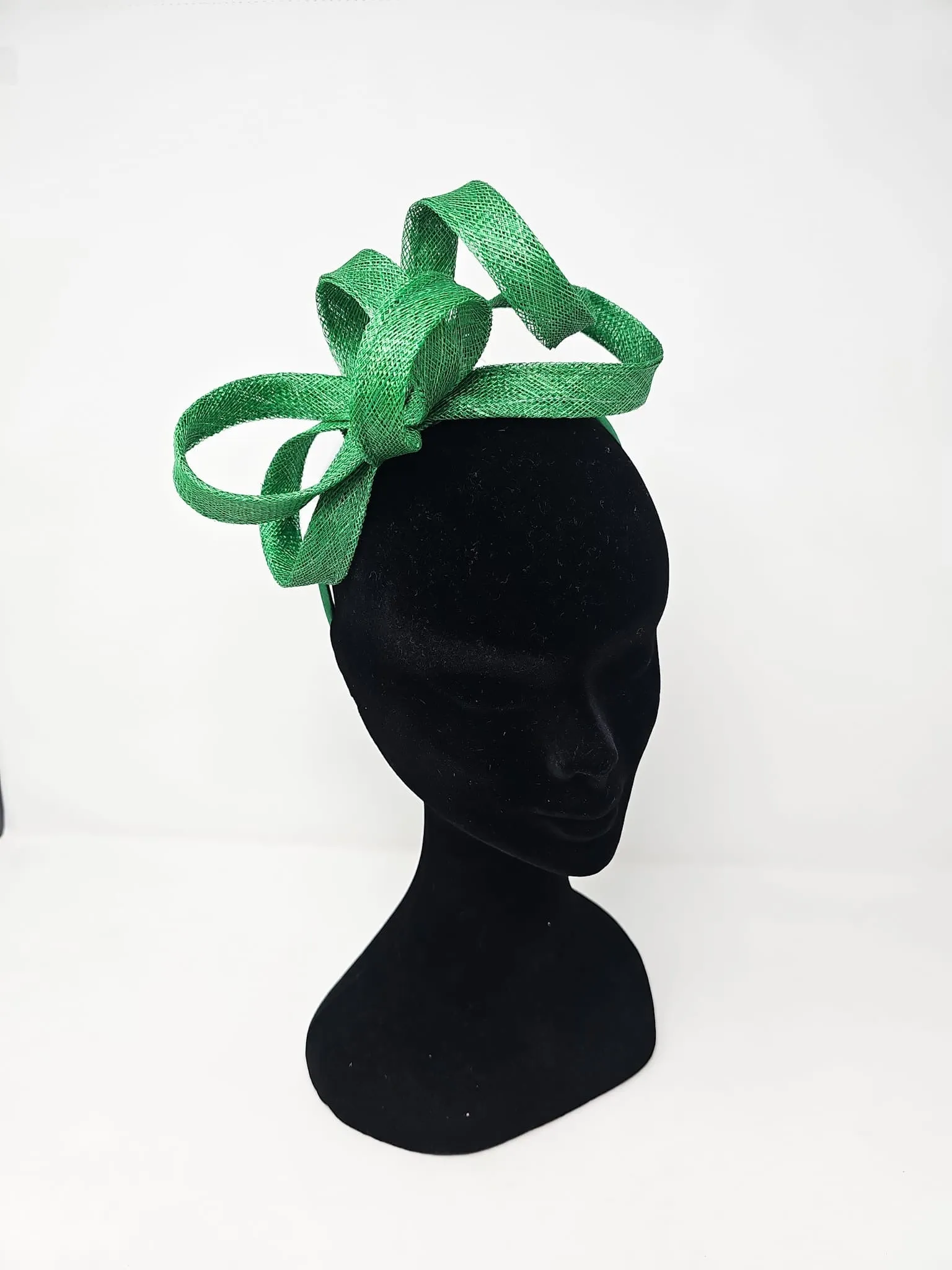 Emerald Green Looped Sinnamay Feather Hairband Fascinator