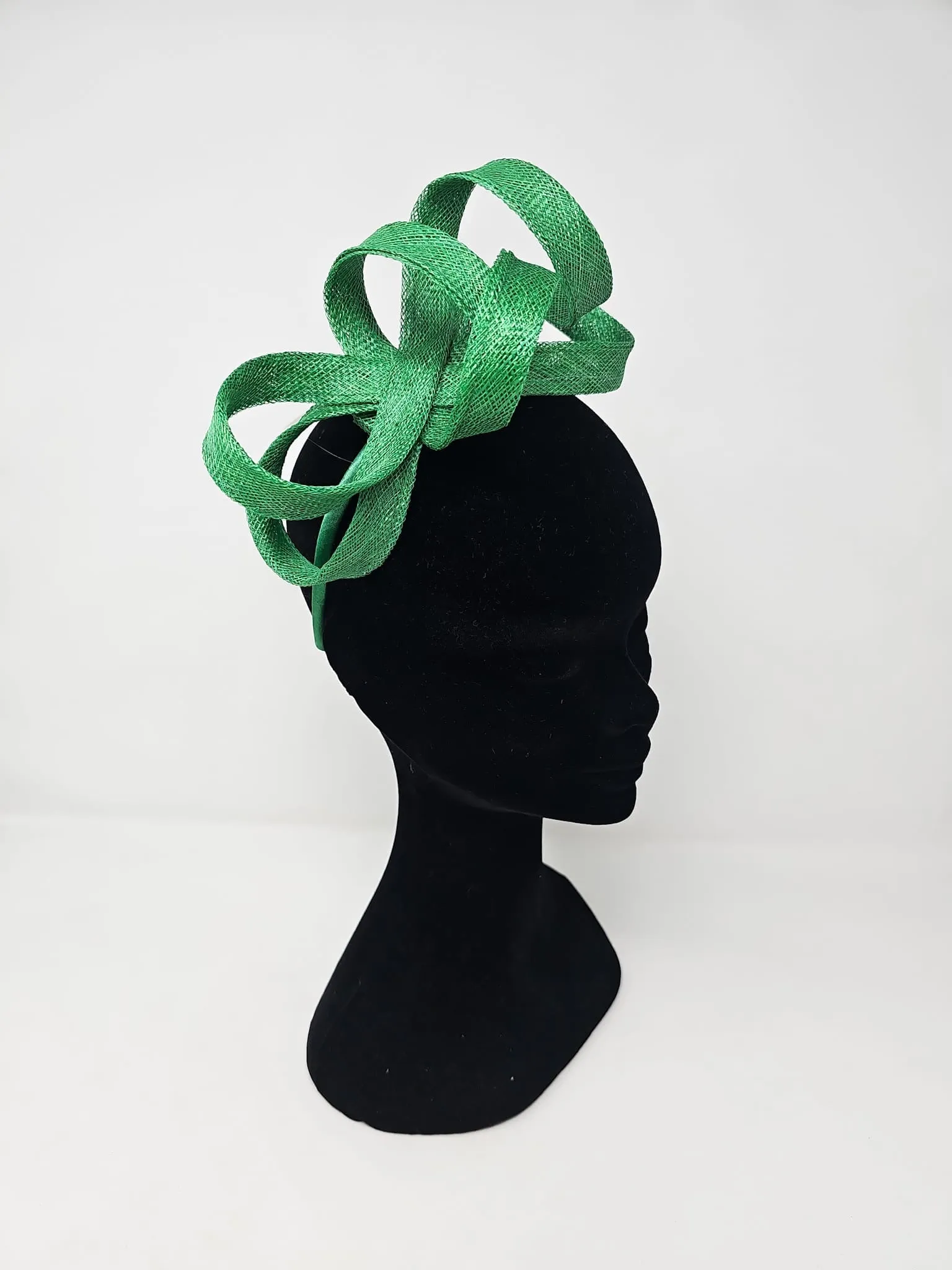 Emerald Green Looped Sinnamay Feather Hairband Fascinator