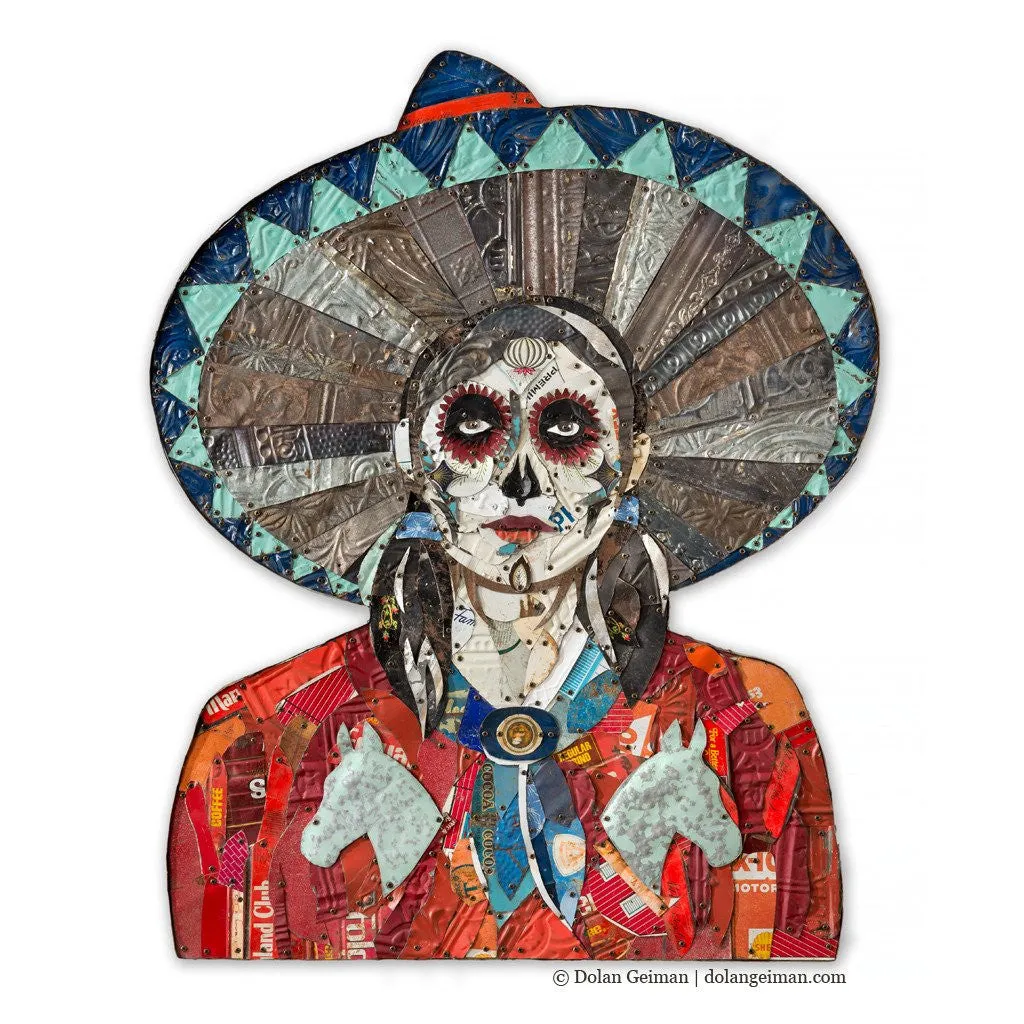 FIESTA RANCH COWGIRL original metal wall sculpture