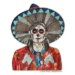 FIESTA RANCH COWGIRL original metal wall sculpture