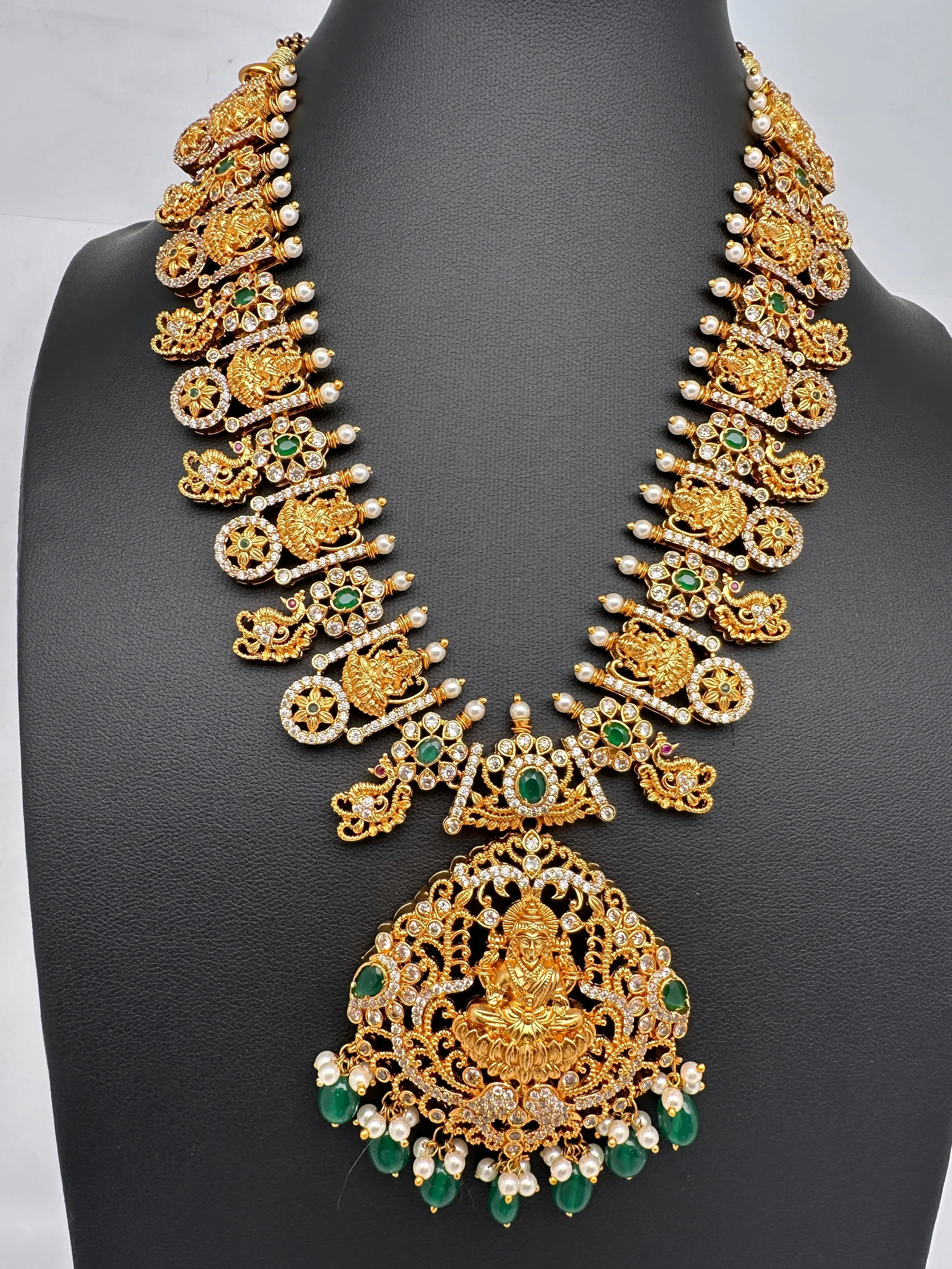 Goddess Lakshmi Green Stone Peacock Green beads Necklace