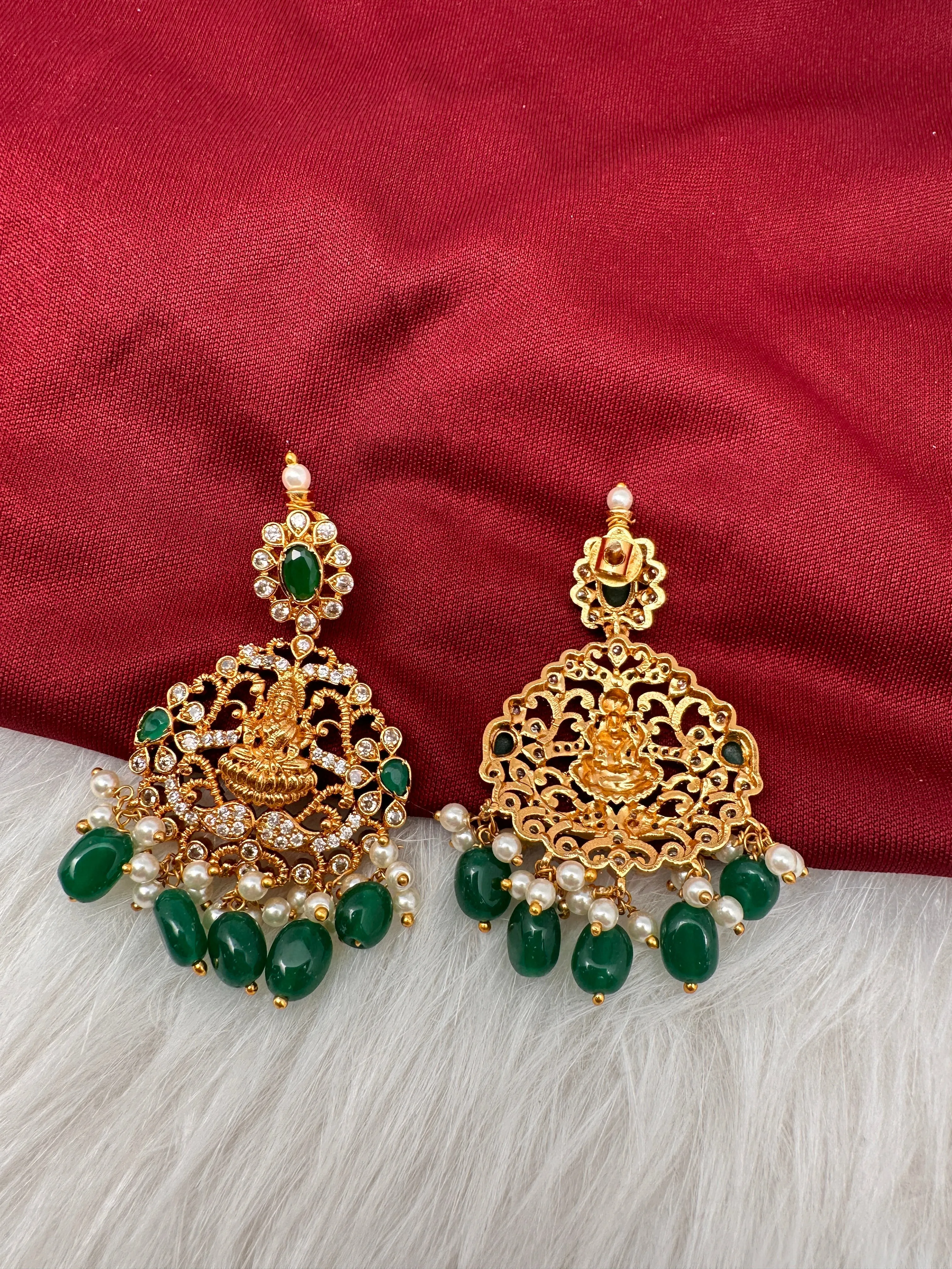 Goddess Lakshmi Green Stone Peacock Green beads Necklace