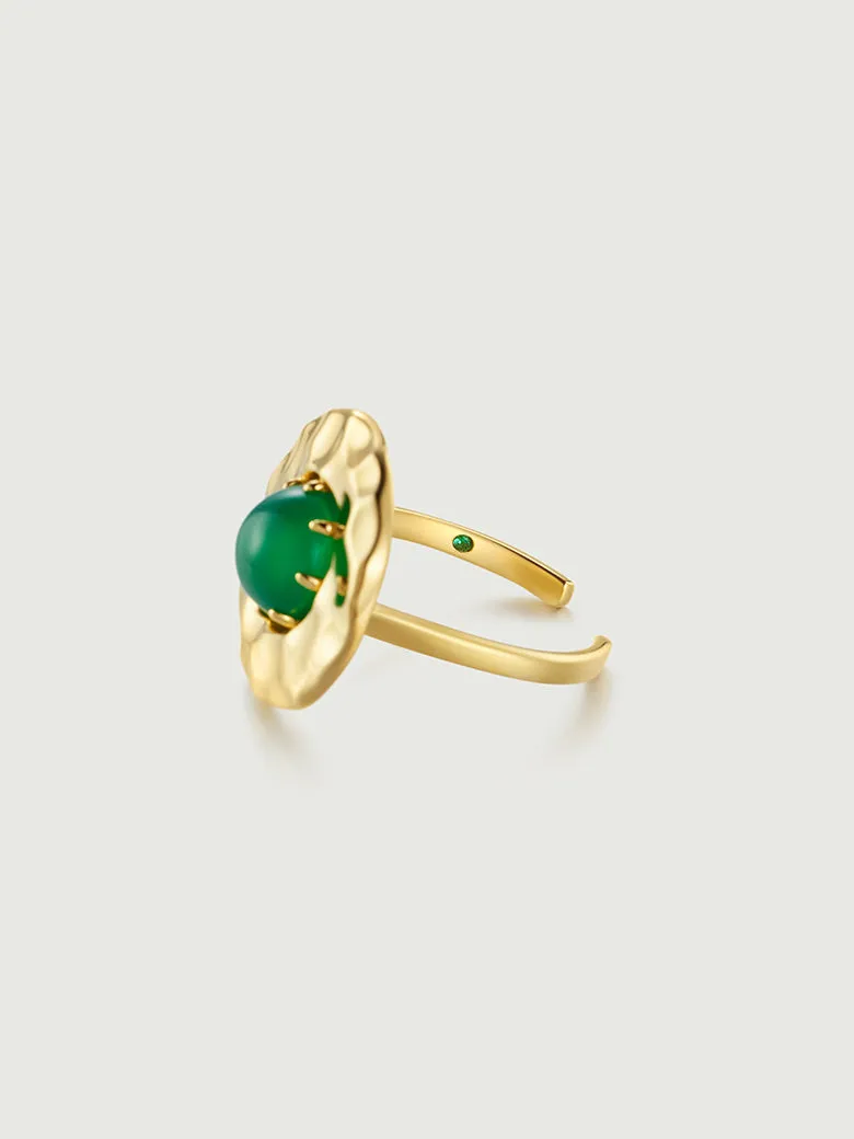 Green Onyx Coin Ring