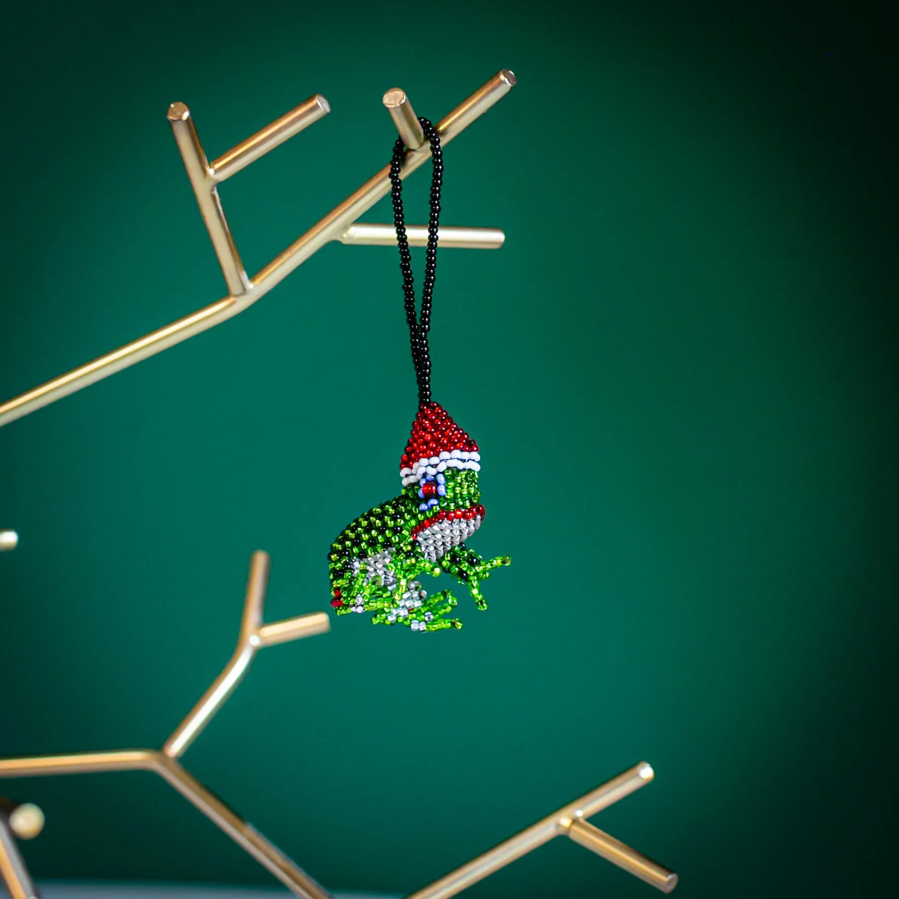 Guatemalan Santa Frog Beaded Ornament