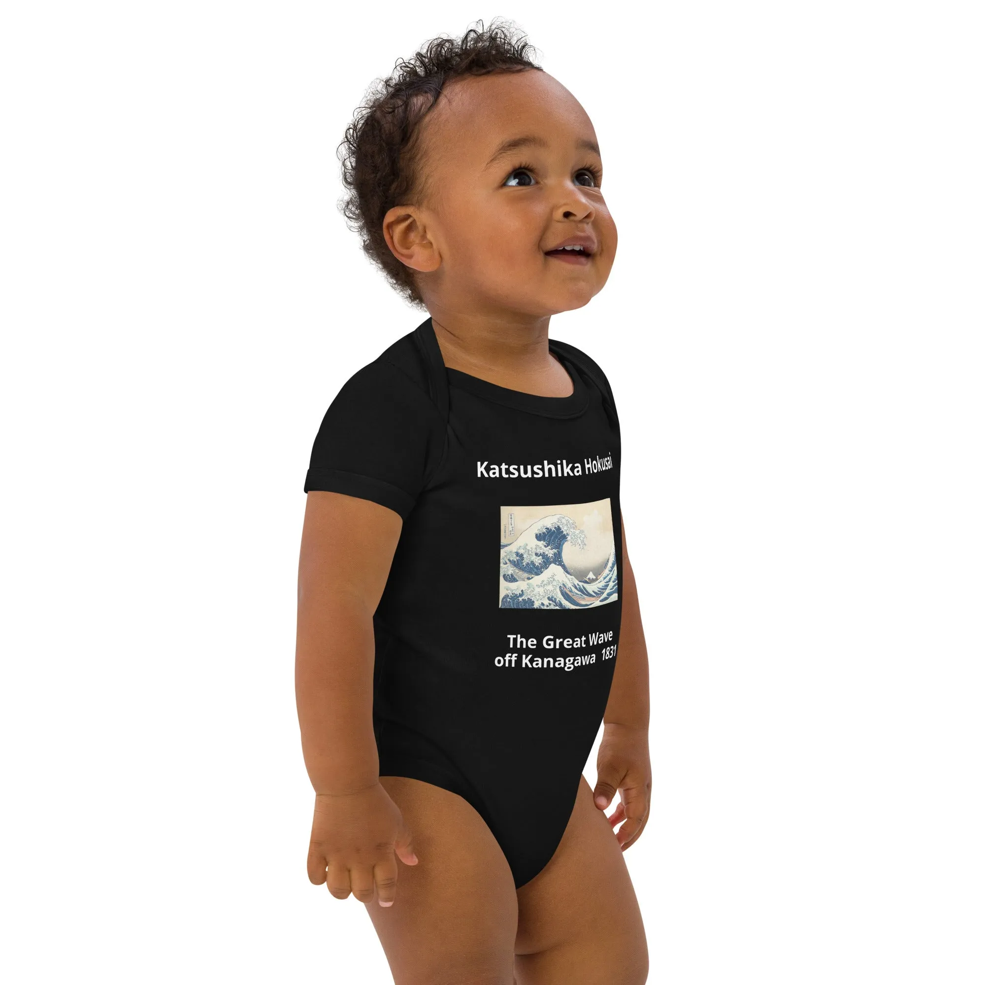 Hokusai Inspired Great Wave of Kanagawa Organic Cotton Baby Bodysuit