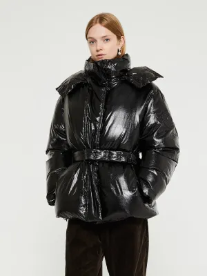 Hooded Puffer Jacket in Black