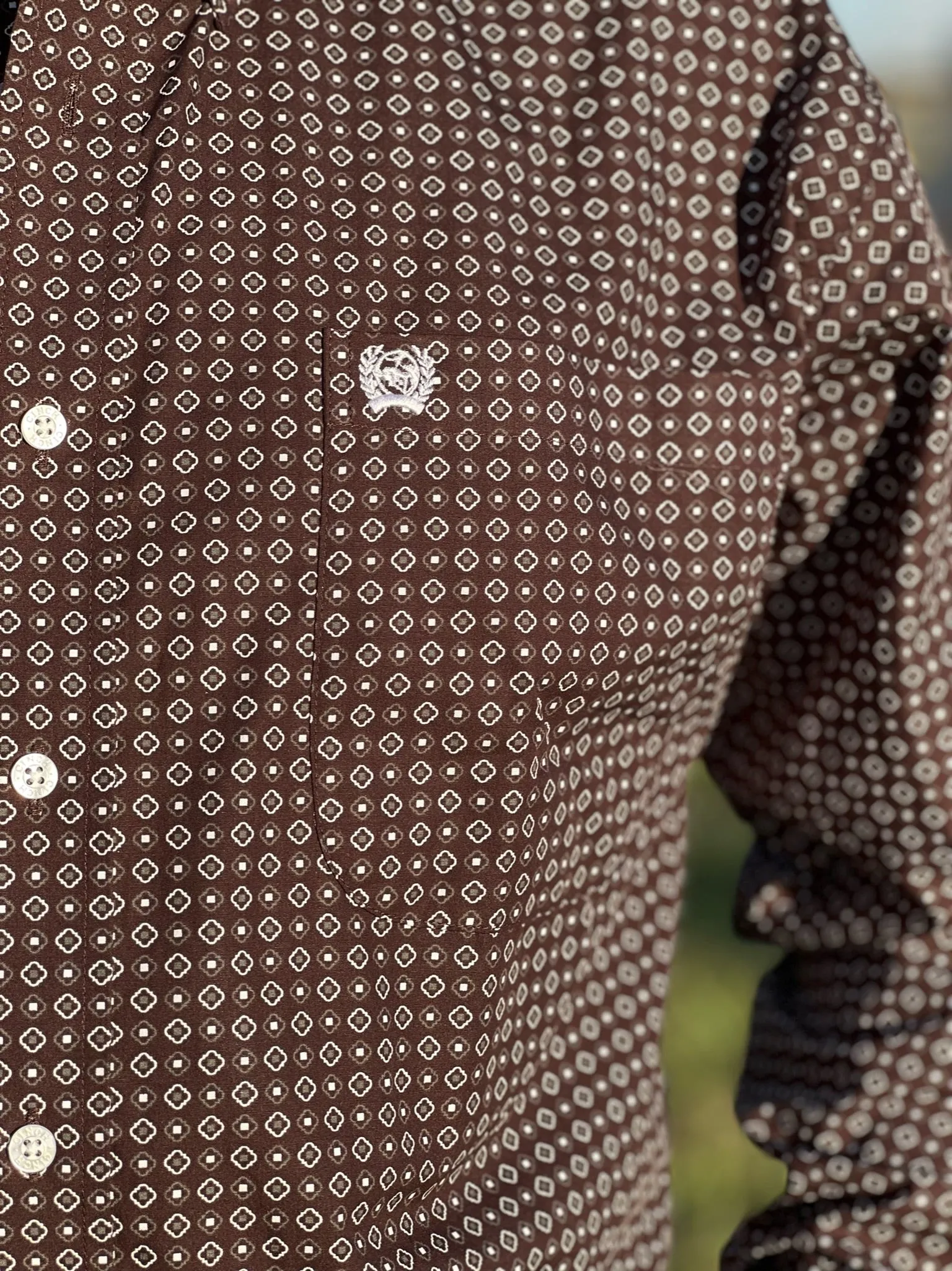 Kolt Brown Medallion  Long Sleeve Shirt by Cinch