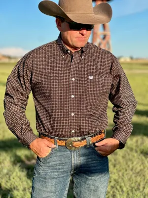 Kolt Brown Medallion  Long Sleeve Shirt by Cinch