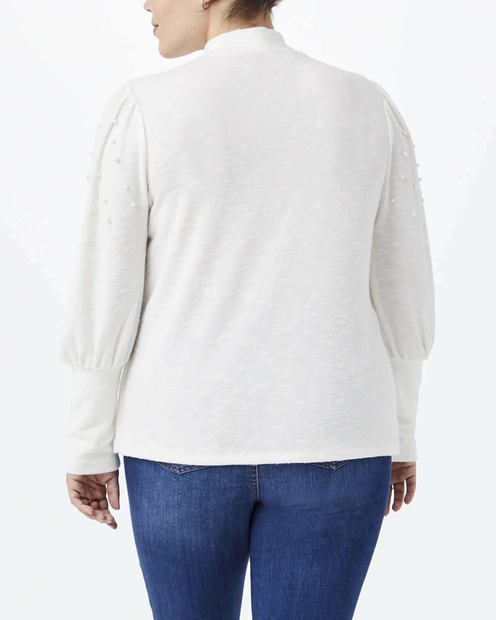 Laurene Pearl-Sleeve Top | Ivory