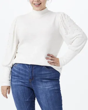 Laurene Pearl-Sleeve Top | Ivory