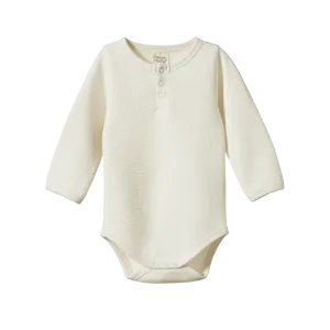 Long Sleeve Henley Bodysuit Waffle | Natural