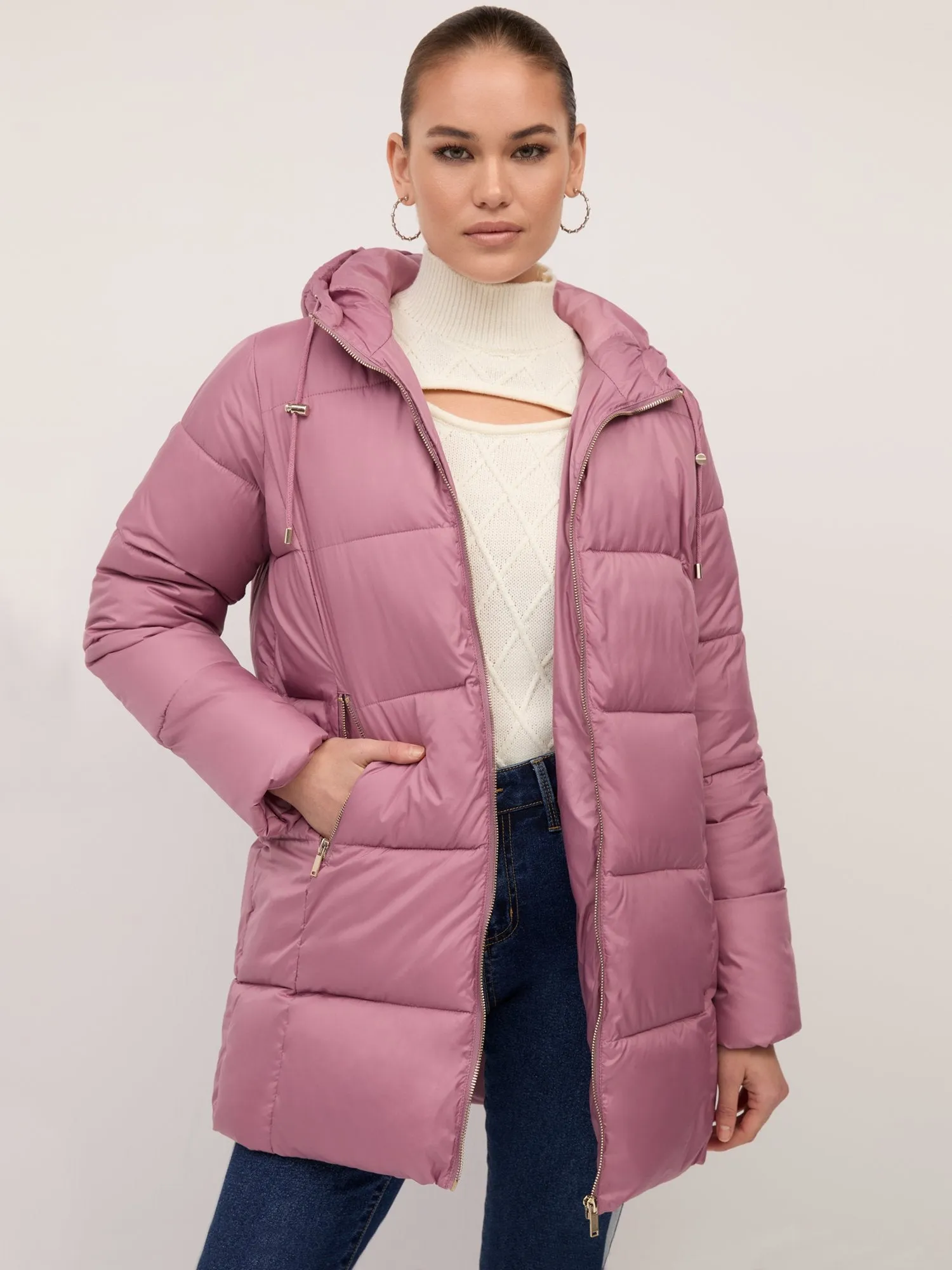 Long Zip-Front Puffer Jacket - Ultra-Puff Collection