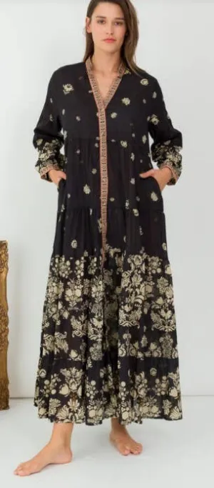 LOOWIE -  One Size Floral Cotton Button Shirt Maxi Dress LOOWIE
