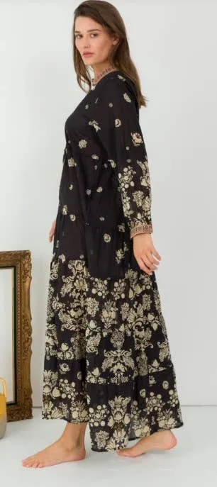 LOOWIE -  One Size Floral Cotton Button Shirt Maxi Dress LOOWIE