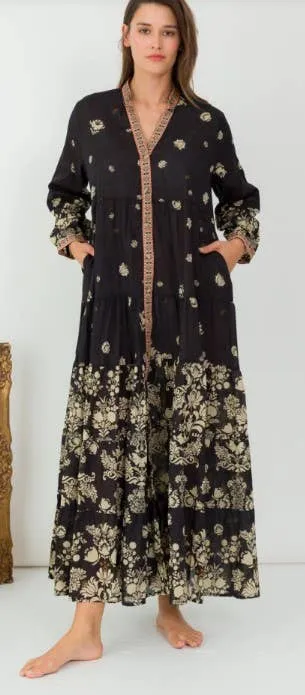 LOOWIE -  One Size Floral Cotton Button Shirt Maxi Dress LOOWIE
