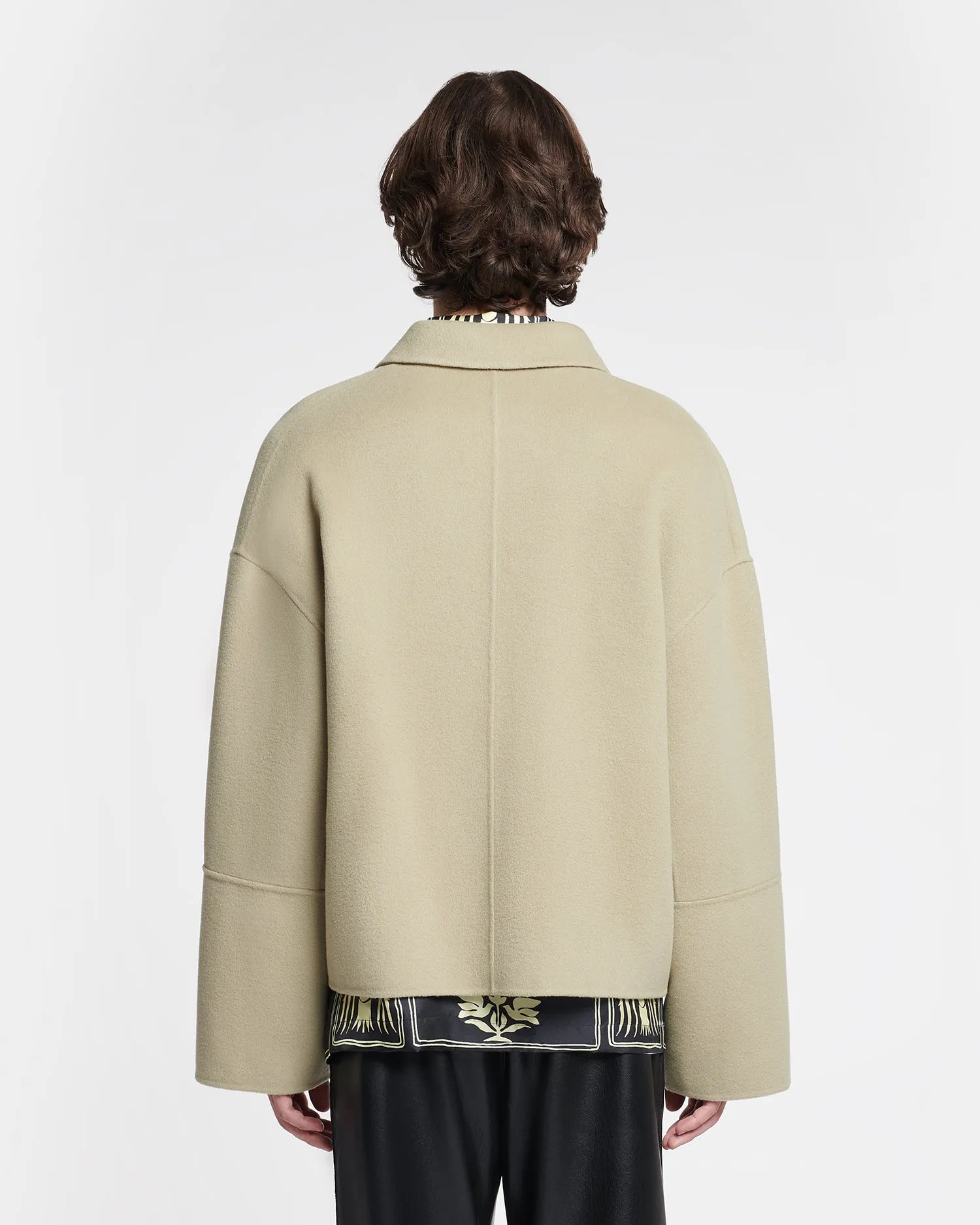 Marcin - Double Wool And Silk Blend Jacket - Pale Olive